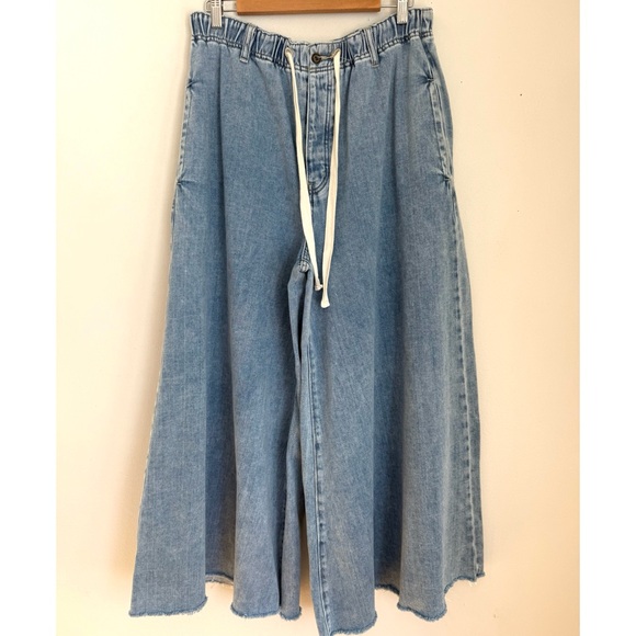 Free People We The Free Clover Wide-Leg Solid Jeans Whimsy Blue - Picture 5 of 9